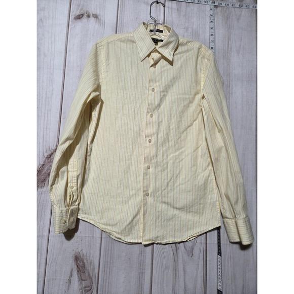 Express Other - Express 1MX Shirt Mens Small Yellow Striped‎ Modern Fit Long Sleeve Button Up